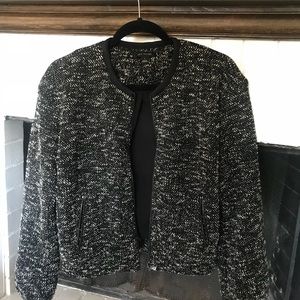 Ann Taylor tweed bomber jacket